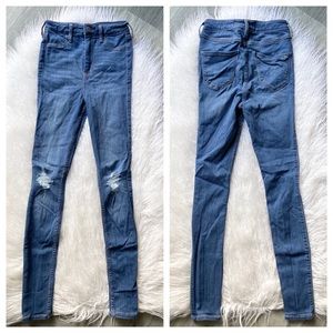 Hollister ultra high rise skinny jean jegging distressed denim size 1R